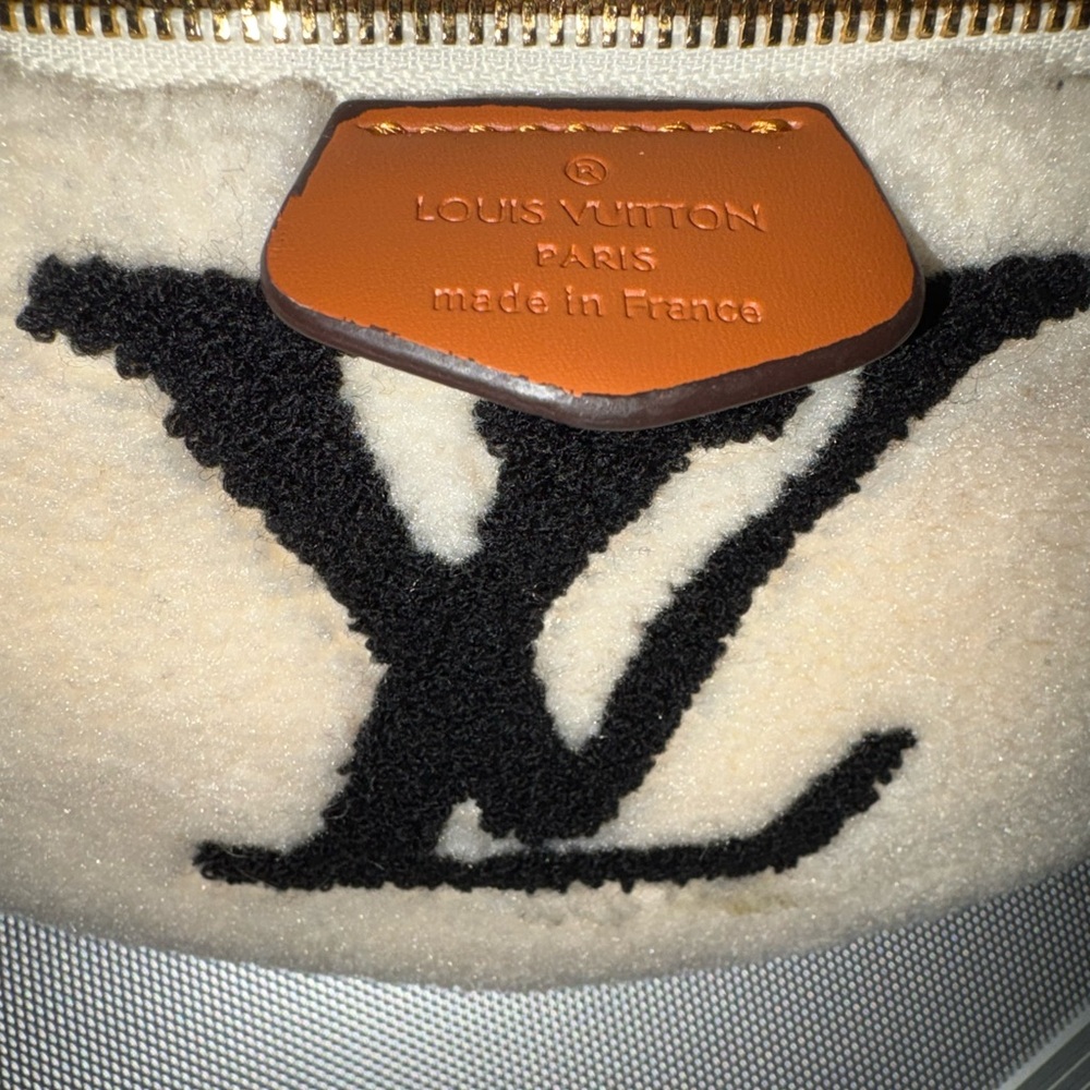 Louis Vuitton Cream and Black Crossbody Bag with Tan Leather Tag